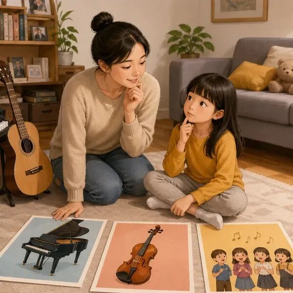 家长和孩子一起选择音乐活动